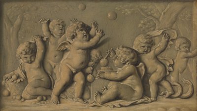Amorini i spil en af et par, 1770-90. af Unbekannt