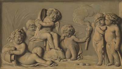 Amorini i spil en af et par, 1770-90. af Unbekannt