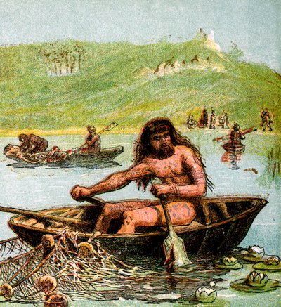 En gammel brite i sin båd, c1850 af Unbekannt