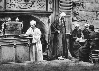 Et arabisk kaffehus, Cairo, Egypten, c1920