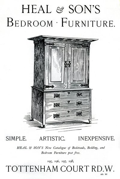 En annonce for Heal and Sons soveværelsesmøbler, 1898 af Unbekannt