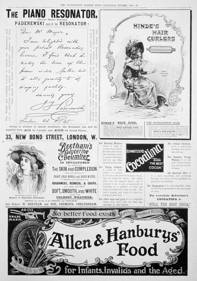 En reklameside i Illustrated London News, julenummer, 1896 af Unbekannt