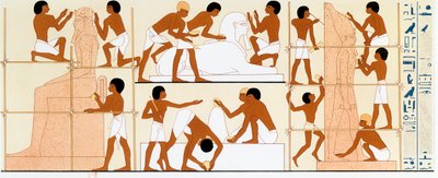 Gamle egyptiske billedhuggere arbejder på statuer, c1842-1845 af Unbekannt