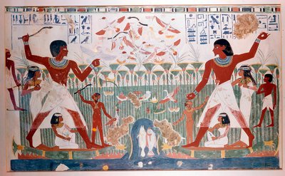 Ancient Egyptians hunting wildfowl with throwing sticks af Unbekannt