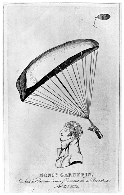 Andre Jacques Garnerin, fransk aeronaut og den første faldskærmsudspringer, c1802 1910 af Unbekannt