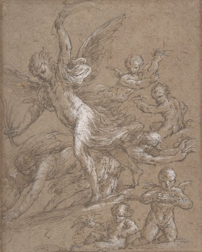 Engle og Putti, 1600-tallet. af Unbekannt