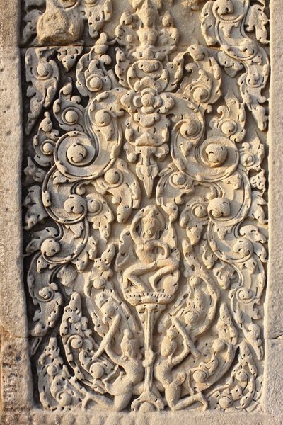 Angkor Wat, udskåret detalje på vægblomster, Siem Reap, Cambodia af Unbekannt