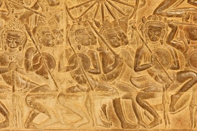 Angkor Wat Detalje af reliefskulptur fra slaget ved Kurukshetra, Siem Reap, Cambodia af Unbekannt