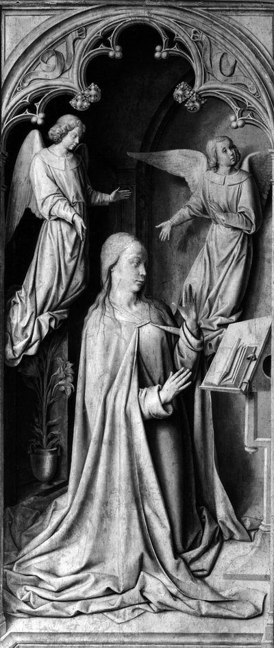 Bebudelse Bagsiden af tryptik, venstre del. Maleri af Master of Moulins eller Jean Hey (1450-1505) 15. århundrede. Cathedrale Notre Dame, Moulins (Allier) af Unbekannt