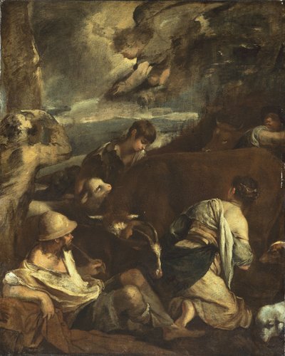 Bebudelse til hyrderne, ca. 1710. af Unbekannt