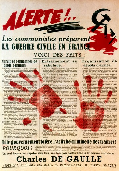 Anti-kommunistisk pro-gaulistisk plakat, 1949 af Unbekannt