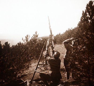 Luftværnsmaskingevær, Alace, Frankrig, c1914-c1918 af Unbekannt