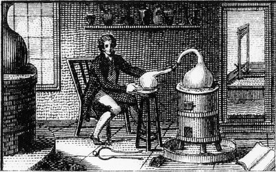 Antoine Laurent Lavoisier, fransk kemiker fra det 18. århundrede, i sit laboratorium, 1814 af Unbekannt