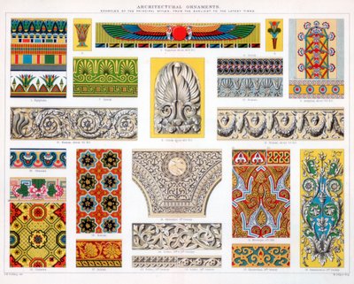 Arkitektoniske ornamenter, c1800-tallet af Unbekannt