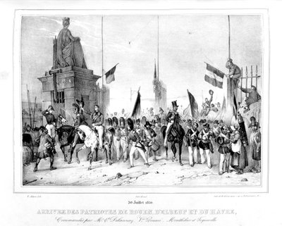 Ankomst af patrioterne i Rouen, Elbeut og Le Havre, Paris, 30. juli 1830 af Unbekannt