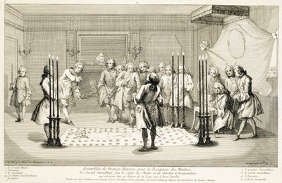 Forsamling af frimurere før indvielsen af en mester, c1733 af Unbekannt