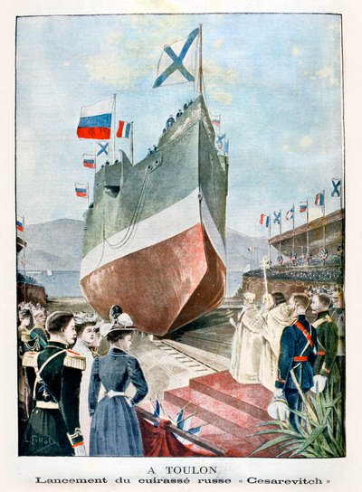 I Toulon, lancering af det russiske slagskib Cesarevitch, 1901 af Unbekannt