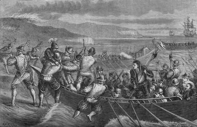 Angreb på Isle of Wight, juli 1545, c1880 af Unbekannt