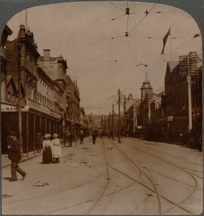 Aucklands hovedforretningsvej, Queen St., ser S., New Zealand, c1900 af Unbekannt