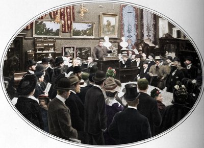 Auktion i gang hos Phillips auctioneers, London, c1901 1901 af Unbekannt