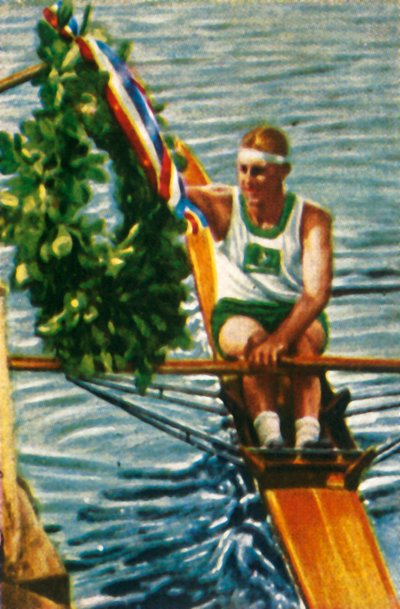 Den australske roer Bobby Pearce vinder singlesculler, 1928. af Unbekannt