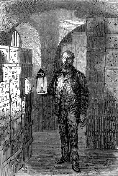 Seddellager i Bank of Englands hvælvinger, c1870 af Unbekannt