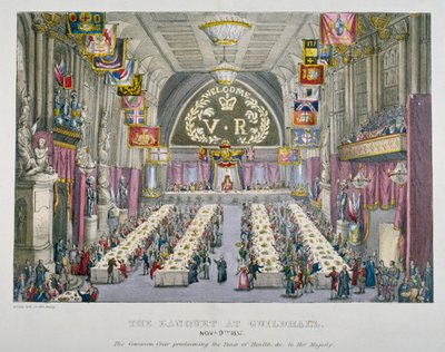 Banket i Guildhall til ære for dronning Victoria, City of London, 1837 af Unbekannt