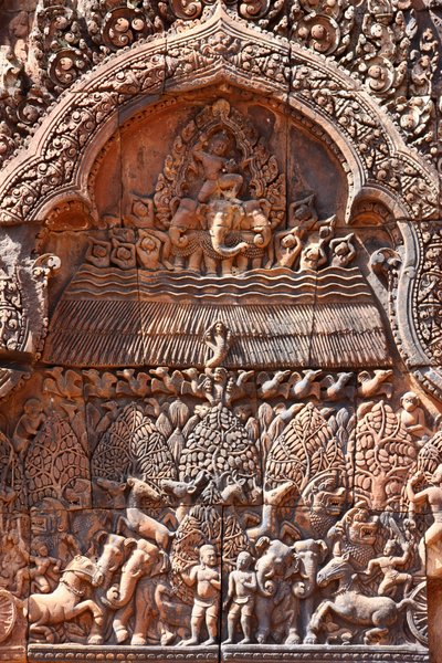 Banteay Srei-templet i Angkor i Cambodja. Indviklet udskåret. Siem Reap Cambodia af Unbekannt