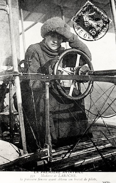 Baronesse Raymonde Delaroche, fransk flyver, 1909 af Unbekannt