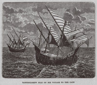 Bartholomew Diaz på sin rejse til Sydafrika, 1878 af Unbekannt