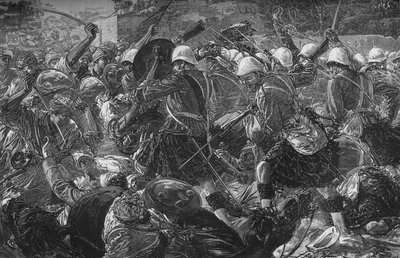 Slaget ved Baba Wali: The Highlanders Clearing a Village, c1880 af Unbekannt