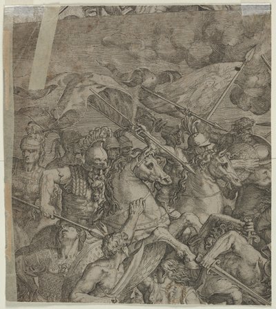Battle of the Milvian Bridge-fragment på bagsiden, 1500-tallet. af Unbekannt
