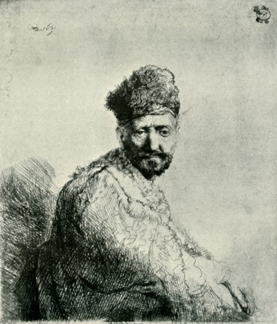 Skægget mand i en pelset orientalsk kasket og kappe: kunstnerens far, 1631, 1906. af Unbekannt