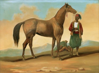 Beduin med arabisk hest af Unbekannt