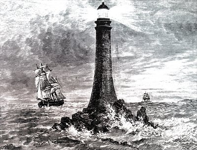 Bell Rock fyrtårn i en storm. af Unbekannt