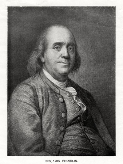Benjamin Franklin, amerikansk statsmand, printer og videnskabsmand, det 20. århundrede af Unbekannt