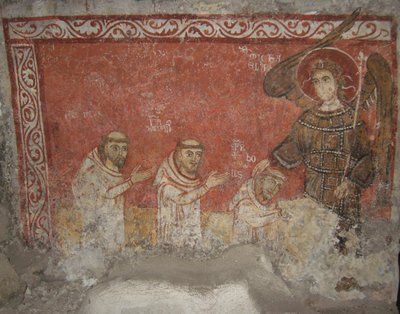 Bernard Pilgrim og hans tilhængere, velsignet af Sankt Michael Ærkeenglen, ca. 950. af Unbekannt