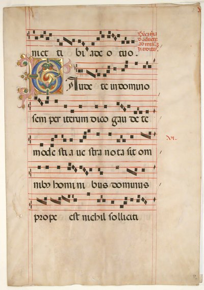 Bifolium med Foliated Initial C, fra en Gradual, anden halvdel af 1400-tallet. af Unbekannt