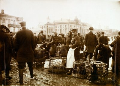 Fuglemarked, Trubnaya-pladsen, Moskva, Rusland, 1908 af Unbekannt