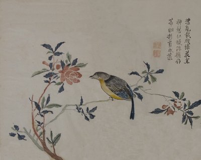 Fugl på en blomstrende gren, 1800-tallet. af Unbekannt