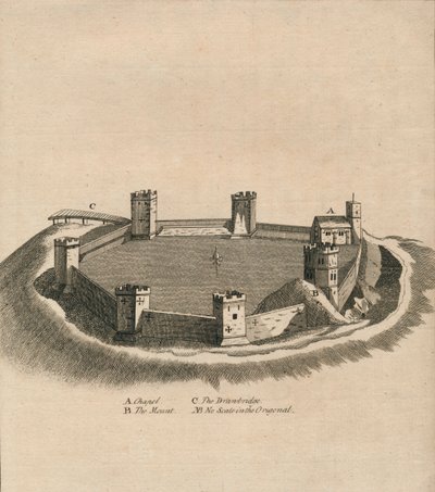 Birds Eye View af Oxford Castle i Oxfordshire, c1800 af Unbekannt