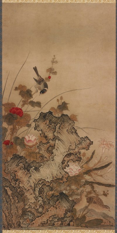 Fugle og blomster, Edo-perioden, 1700-tallet. af Unbekannt