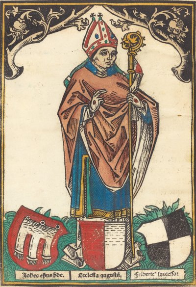 Biskop af Augsburg med tre våbenskjolde, ca. 1485. af Unbekannt