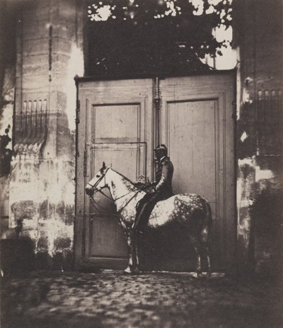 Black Horseman foran en døråbning, ca. 1855. af Unbekannt
