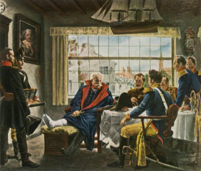 Blücher overtager Napoleons medaljer og hat efter...Waterloo, 18. juni 1815, 1936. af Unbekannt