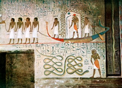 Bådscene, Adelsgravene, Theben, Egypten af Unbekannt