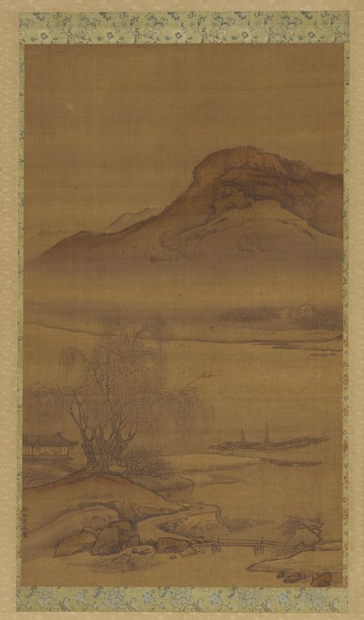 Både fortøjet ved Nighttime River, Qing-dynastiet, 1700-tallet. af Unbekannt