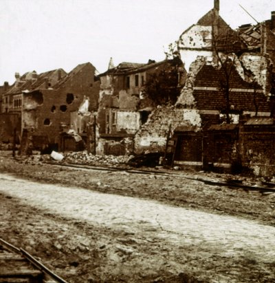 Udbombede bygninger, Nieuwpoort, Flandern, Belgien, c1914-c1918 af Unbekannt