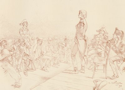 Bonaparte henvender sig til en jakobinsk klub på Korsika, c1789, 1896 af Unbekannt