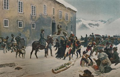 Bonaparte modtaget af munkene på St. Bernard-bjerget. Passage af Alperne, maj 1800, 1896 af Unbekannt
